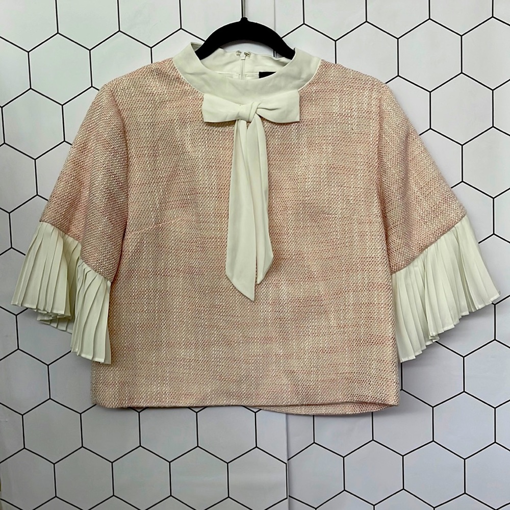 Gracie women blouses pink with white bow